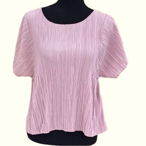 MADEWELL Mauve Texture & Thread Micropleat Short Sleeve Boxy Top Size Small - Picture 5 of 9